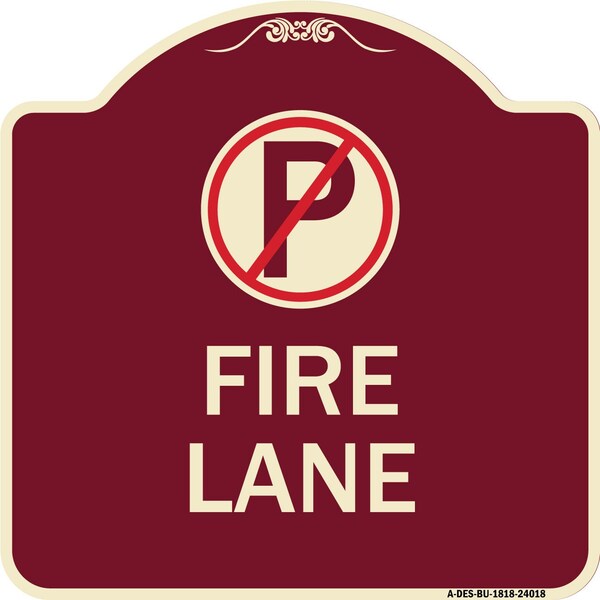 Fire Lane No Parking Symbol Heavy-Gauge Aluminum Architectural Sign, 18" x 18", BU-1818-24018
